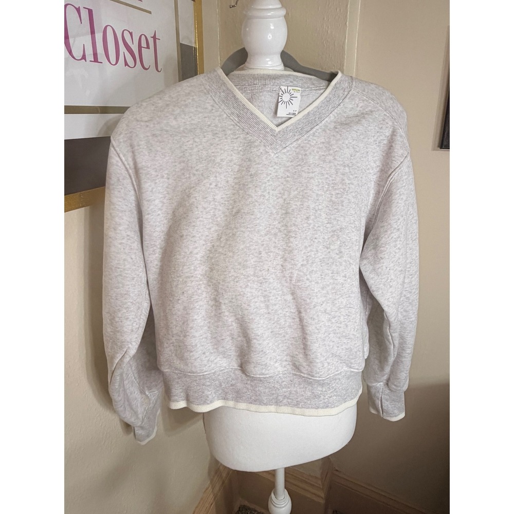 Offline by Aerie Womens V-Neck Sweatshirt Grey Heather Pullover S Small